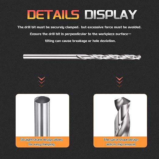 Drill Bit, 3/32" Cutting Diameter, 4241 HSS 118° Cutting Angle Uncoated Bright Versatile Jobber Bits - (Applications: for Drilling Plastic Wood Soft Metal), 12-Pieces