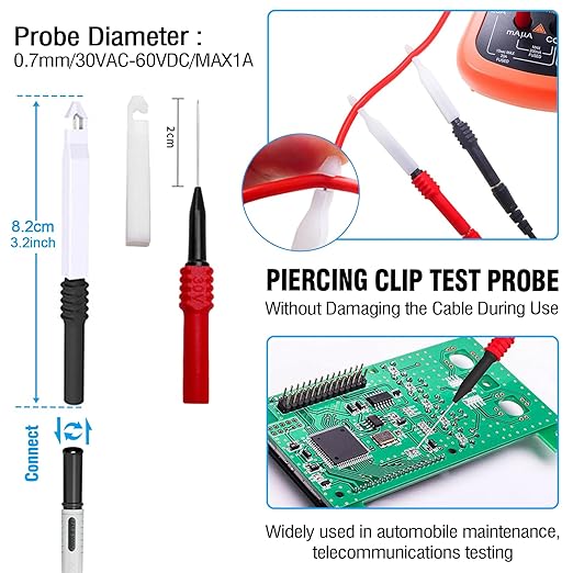 Multimeter Test Leads Kit,25PCS Current Probes with Replaceable Alligator Clips,Precision Sharp Probe,Test Hook,Test Tweezer,Wire Piercing Test Probe for Digital Electrical Multimeter Testing