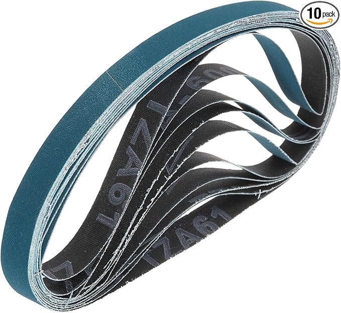HARFINGTON 1/2 x 18 Inch Sanding Belts, 10 Pcs 600 Grit Zirconia Abrasive Belt Sander File Belt for Woodworking, Metal Polishing, Knife Sharpener