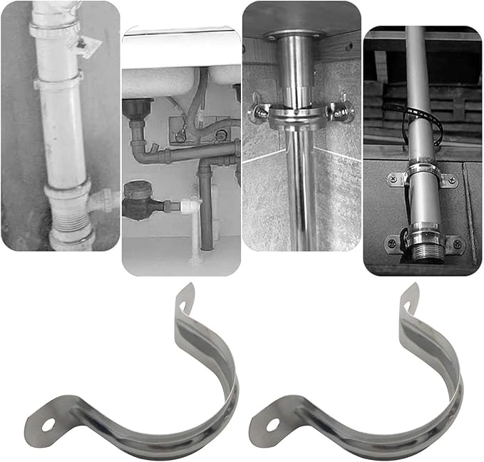 12 Pcs 2.5inch Rigid Pipe Strap,Two Hole Stainless Steel Strap U Bracket, Widened Tube Strap Tension Clip Assortment Kit Heavy Duty Pipe Clamp for Pipe Fixing（75mm）