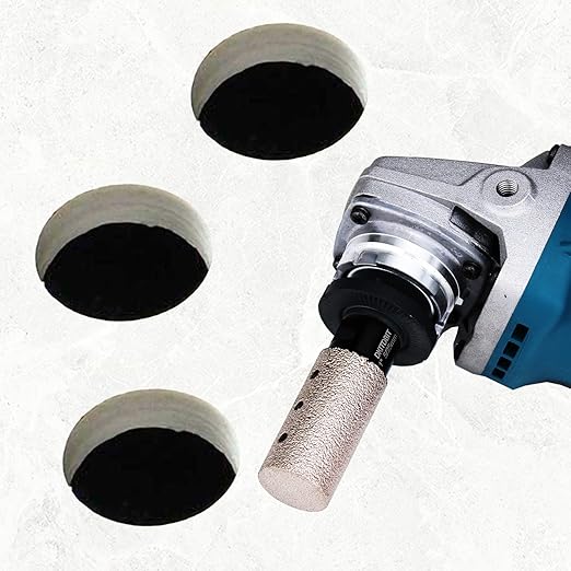 Diamond Coated Finger Bit, 1" Tile Milling Bit to Enlarge Polish Shape Holes on Porcelain Ceramic Marble Granite Tile Countertop, with 5/8-11 Thread to 3/8" Hex Shank Adapter, Diameter 25mm