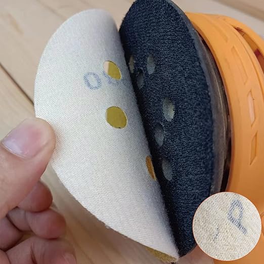 Orbital Sander Pads 5 Inch 8 Holes 180 Grit Sanding Disc,Hook and Loop Wet/Dry Gold Replacement Sandpaper,Suitable for Wood,Plastic Grinding and Polishing,Pack of 50