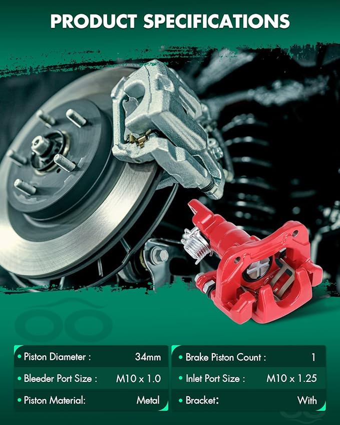 SCITOO Rear Left Brake Caliper With Bracket 19-B2069 Red Compatible For Acura TSX 2004-2008 For Honda For Accord 1998-2007