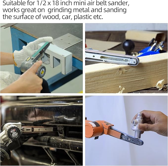 30 Pcs 1/2 x 18 Inch Zirconia Sanding Belts, 120 Grit 1/2x18 Air File Sanding Belts, Zirconia Belt Sander Sanding Belts for Metal (1/2x18in, 120 Grit)