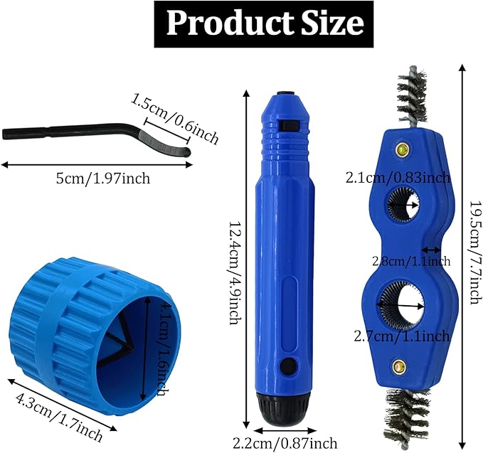 Deburring Tool with 11 High-Speed Steel Blades Storage Handle Design with 2 Pieces Copper Pipe Cleaner and Reamer Set, Burr Remover Hand Tool for Wood, Aluminum, Copper and Plastic
