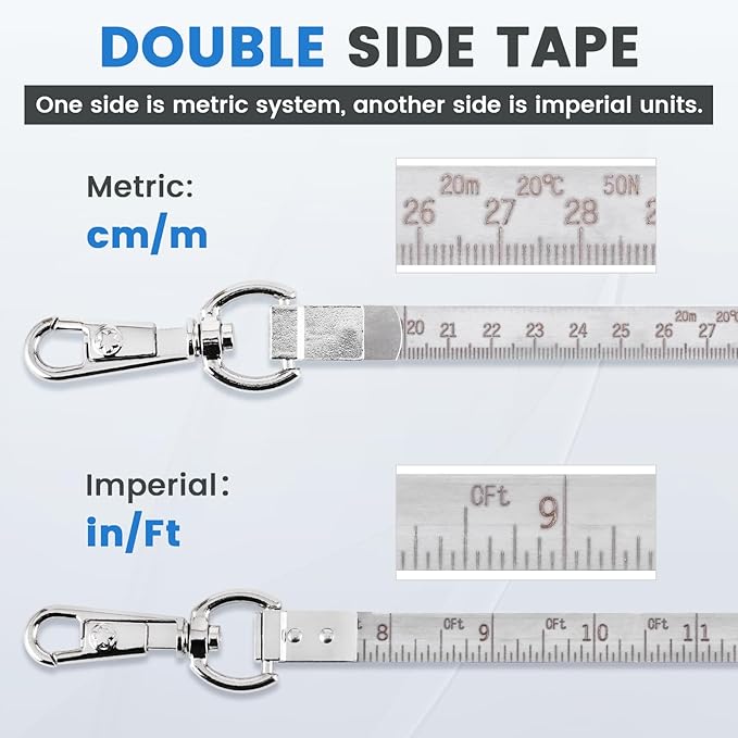 YJINGRUI 66ft/20M Oil Tank Gauging Tapes, Explosion Proof, Stainless Steel Oil Gauging Tape with 350g Brass Plumb Bob, Bent-Handle