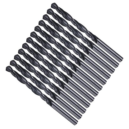 Drill Bit, 1/4" Cutting Diameter, 4241 HSS Nitriding Black 118° Cutting Angle Versatile Jobber Bits - (Applications: for Drilling Plastic Wood Soft Metal), 12-Pieces