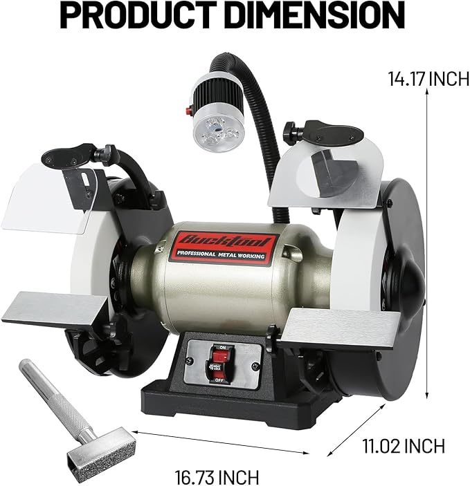 BUCKTOOL 8 Inch 3/4 HP Low-Speed Bench Grinder fit CBN Wheel Professional Wobble-free Wheel Grinder TDS-200C4HL