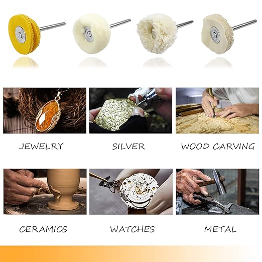 10pcs 1/8inch Cashmere Polishing Buffing Wheel for Dremel Polishing Kit - Polishing Wheel or Silver Polish Wheel - Watch Polishing Kit - Jewelry Buffer Dremel