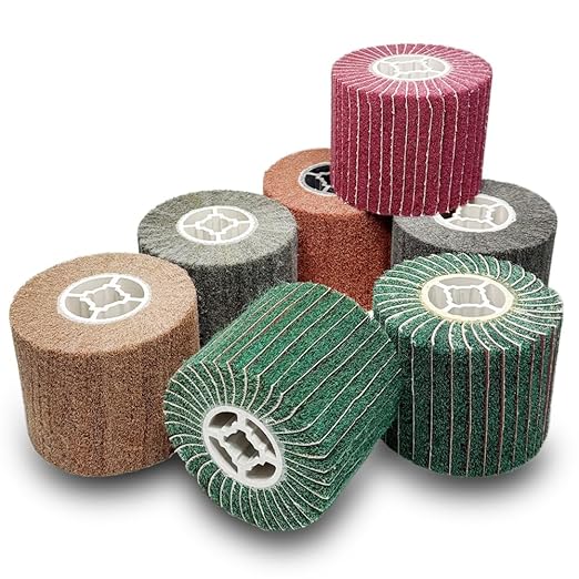 7 Pack Non Woven Wire Abrasive Drawing Polishing Wheel with Sandpaper for The Surface Treatment of Metal Products Grit : 120sp/240/240sp/320 /320sp/400/600