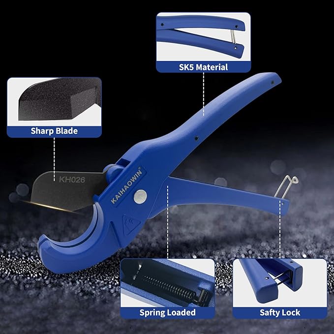 KAIHAOWIN PVC Pipe Cutter-1-1/4" PEX PPR Plastic Rubber Hoses Tubing Cutting Tool Professional CPVC Cutters