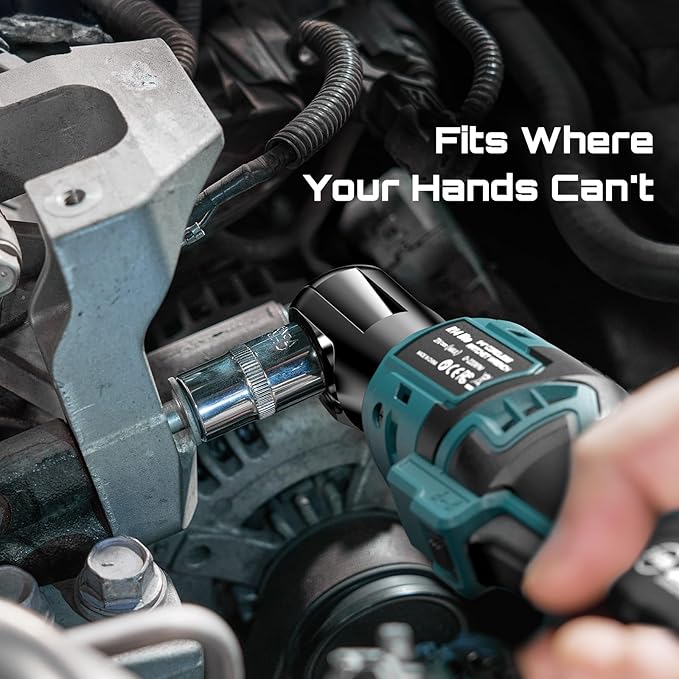 Seesii Cordless Electric Ratchet Wrench: 50Nm Torque 220RPM, 1/4" Power Ratchet Set w/ 2×2.0Ah Batteries, 5 Sockets, Fast Charger, 3" Extension, Carrying Bag - for Auto Repair, DIY, Motorcycle