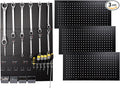 Pegboard Wall Organizer Metal Pegboard Panels Garage Peg Board Tool Organization, 3 Pack 24x12 inch Garage Peg Boards for Wall, Large Steel Black Pegboard Tool Board