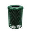 RFT-GRN Heavy Duty 32 Gallon Round Trash Receptacle, Liner Included, Green with Black Flat Top, Made in America