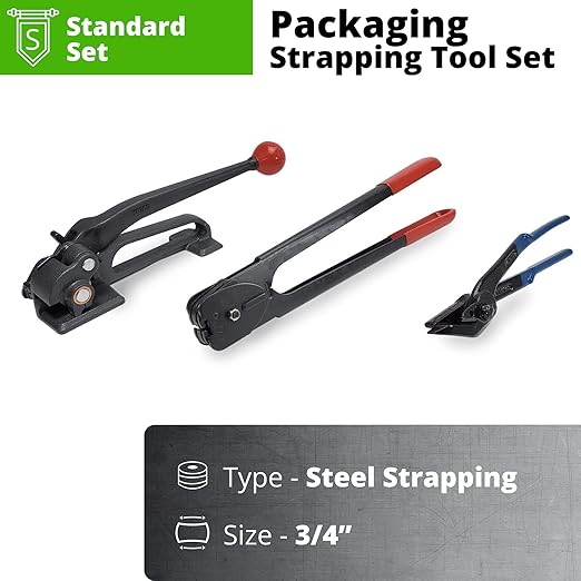 IDL Packaging - S-290, H-230, C-3126 Strapping Tool Set for 3/4" Steel Strapping - Tensioner, Sealer, Cutter for Steel/Metal Banding - Packaging Strapping Tool Kit