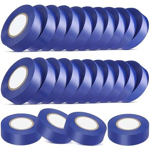 Treela 20 Rolls Electrical Tape 3/4 Inch Waterproof Vinyl Electrical Insulating Tape Flame Retardant Indoor Outdoor High Temperature Resistance Accessory for Wire and Cable(Royal Blue,66 ft)