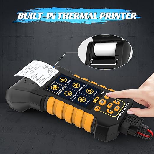 AUTOOL Car Battery Tester 12V 24V Automotive Battery Load Tester with Printer 20-2000CCA Alternator Tester, Cranking & Charging & Leakage Test, 3.2" Screen with Data Review Reverse Polarity Protection