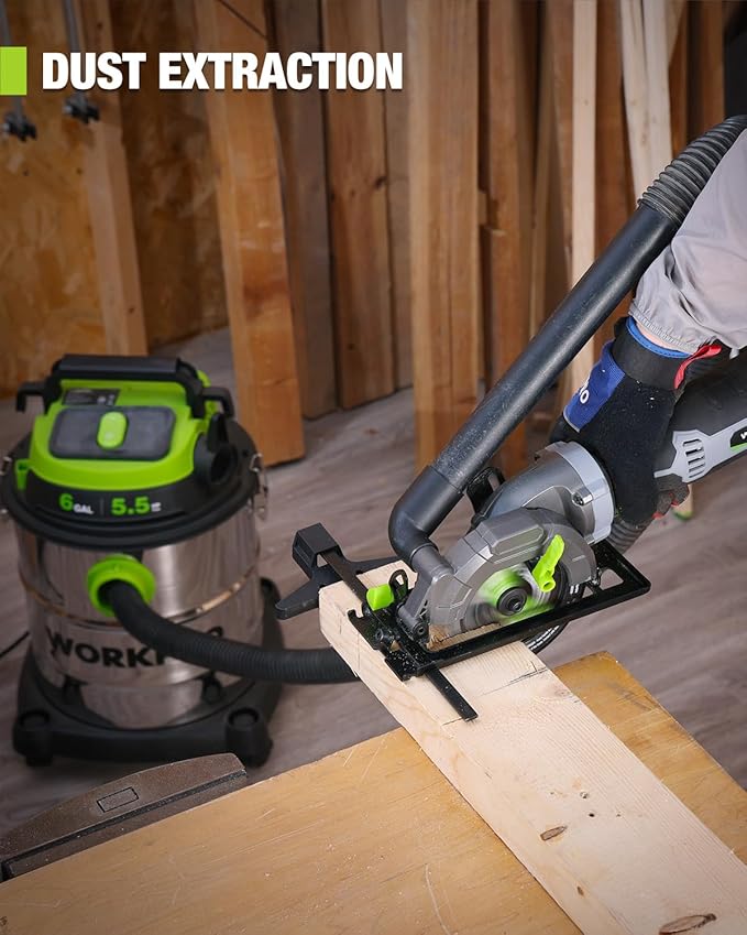 WORKPRO 5.8Amp 3500RPM Circular Saw with Parallel Guide, Maximum Cutting Depth 1-11/16″(90°),1-1/8″(45°), Compact Circular Saw with Three 4-1/2" Blades for Wood, PVC, Tile, Cement Block