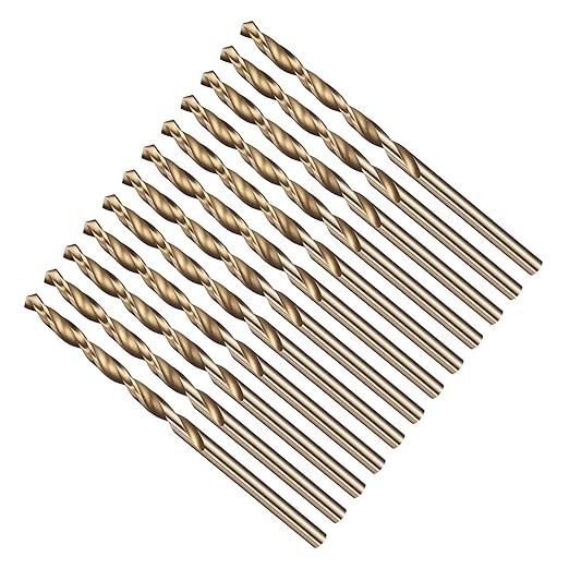 Drill Bit, 3/32" Cutting Diameter (2.381mm), 4241 HSS Gold 118° Cutting Angle Versatile Jobber Bits - (Applications: for Drilling Plastic Wood Soft Thin Metal), 12-Pieces