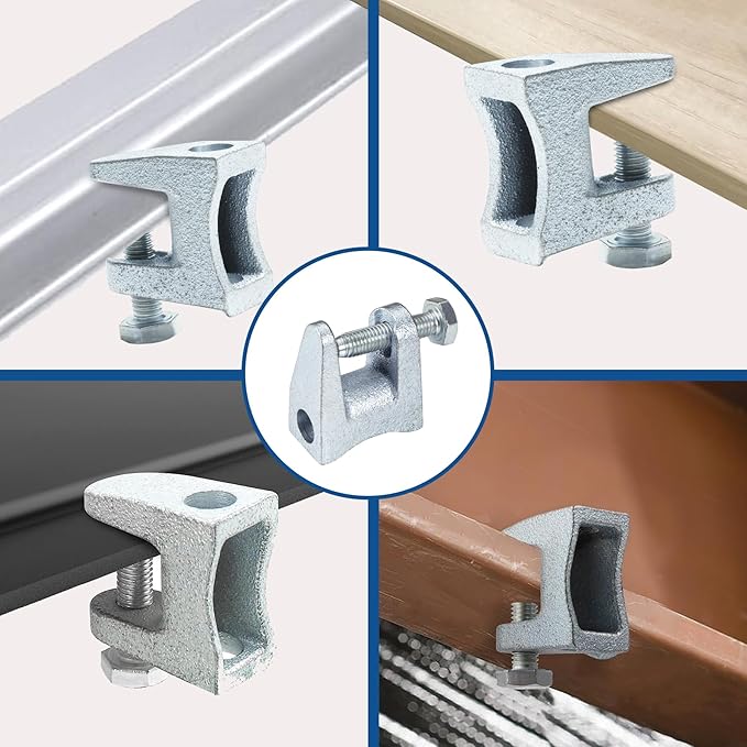 Premium Silver Metal Beam Clamp,20 Pack 3/8"-16 Zinc-Plated Iron Safety C-Clamps with 13/16" Adjustable Jaw Opening for Welding/Carpenter/Building/Household Mount