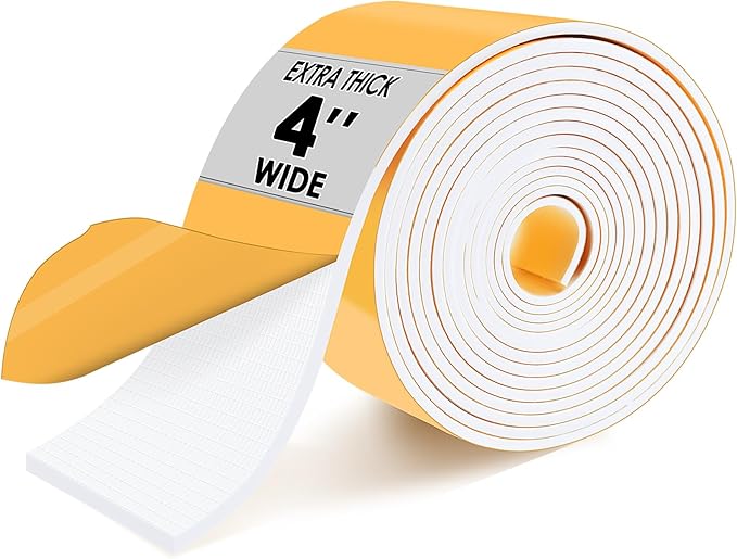 Pipe Insulation Tape, Outdoor Water Pipe Insulation Wrap, Foam Insulation Tape for Outdoor Pipes Winter Freeze Protection, Heat Tape for Water Pipes, Copper Pipes, PVC, AC Line, 4in x 15ft, White