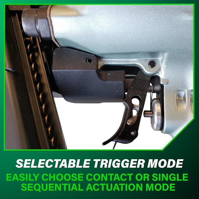 Metabo HPT Framing Nailer, Pro-Preferred Pneumatic Power Nailer & Framing Tool for Flooring, Roof Decking, Selectable Trigger & Rafter Hook, 21° 2" to 3-1/4" Plastic Collated Nails, NR83A5