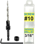 FTG USA Countersink Drill Bit for Wood with Tapered Drill Bit #10 (3/16")