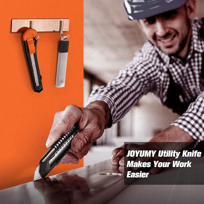 3 Pack Utility Knife Box Cutter Retractable, Compact Box Knife for Cartons, Cardboard, and Boxes, with 10 Piece 18mm Wider Snap-off Blade Razor Sharp Blade, Perfect for Office and Home Use