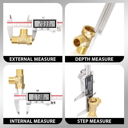 VINCA IP67 Grade Bluetooth Digital Caliper, DIPA-0605B 0-6 Inch/150mm, Inch/Millimeter/Fraction Conversion, Stainless Steel, Large LCD Screen