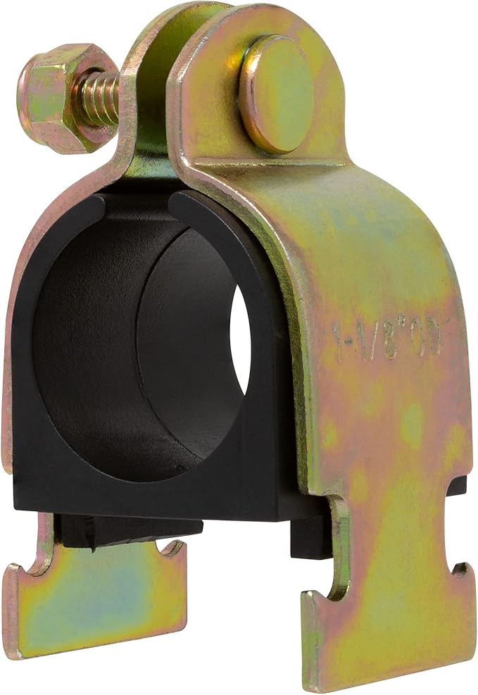 Rubber Cushion Strut Clamp 1" NOM (1-1/8" OD) for Mounting Copper Piping, PEX Pipe, CVPC Tubing to Strut Channels [5 Pack] Yellow Zinc Chromate
