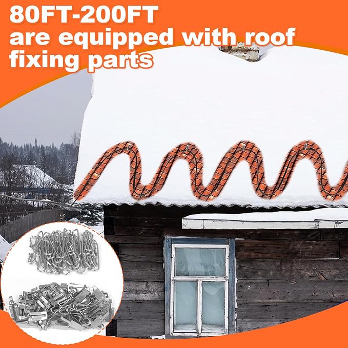 120FT Heat Tape for Water Pipes, -40°F Deicing Cable,Pipe Heating Cables for Roof,Gutter，Farm，Freeze Protetion Heat Trace Cable, Heated Water Hose,Plumbing Fixtures,120V 5W/FT