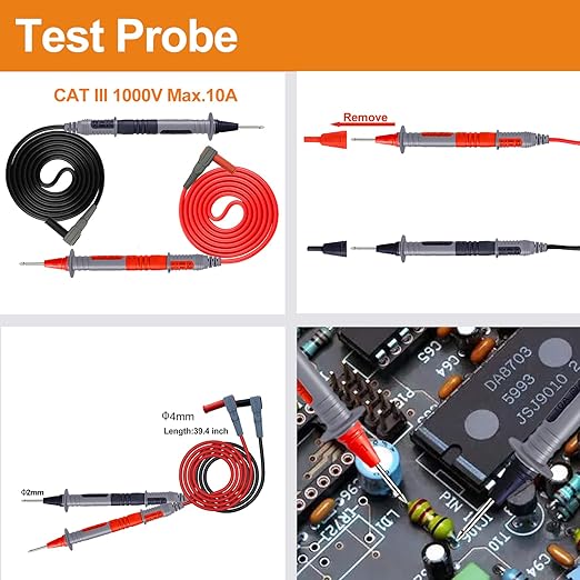 Makeronics 12-in-1 Multimeter Test Lead Kit with with Magnet Hanger Kit and Soft Case for Electronic Specialties Automotive Multimeter Voltmeter Clamp Meter | 4 PCS Non-Destructive Back Probes