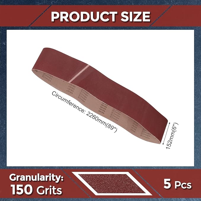 4 Pcs Sanding Belts 6 x 89 Inch 150 Grit Aluminum Oxide Abrasive Sandpaper for Belt Sander Metal Grinding Wood Working Weld Rust Removal
