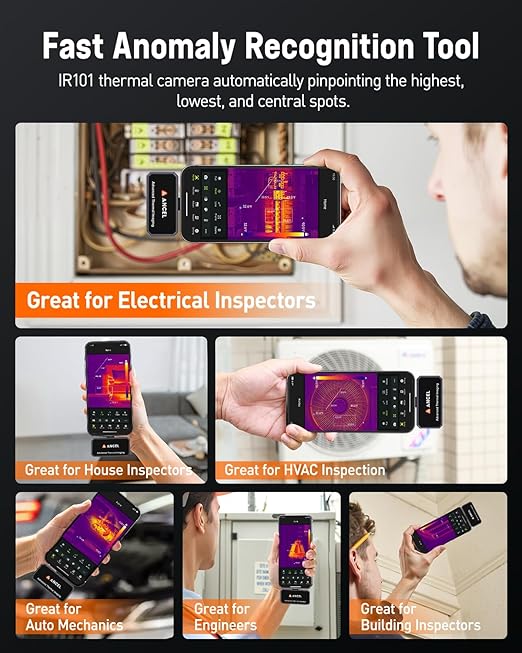 ANCEL IR101 Thermal Imaging Camera, 512x384 IR Resolution Thermal Camera for iPhone iPad (iOS), 25Hz Refresh Rate Thermal Imager with Lightning Port for Home/Pets/HVAC/Engine/Industrial Inspection