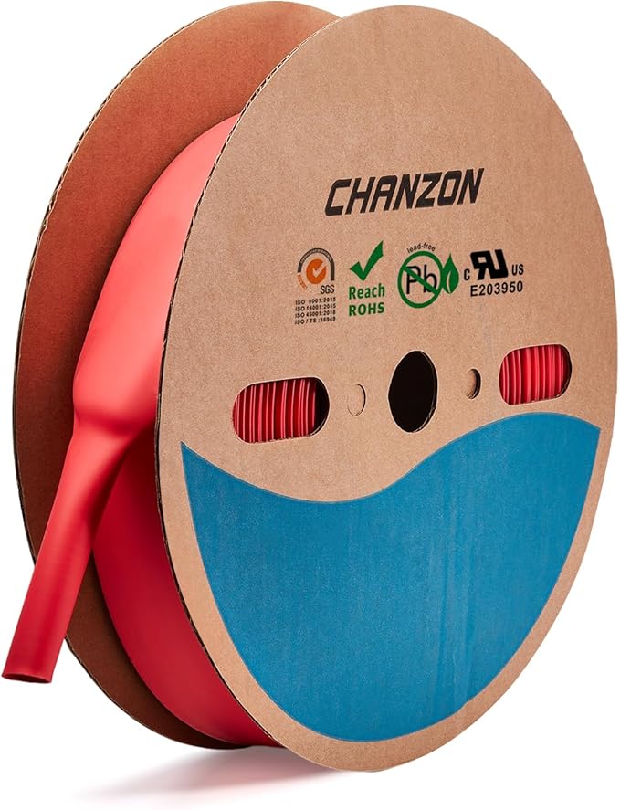 Chanzon Red Polyolefin 3/4" (20mm) Diameter Heat Shrink Tubing - 2:1 Ratio 80Ft Roll (25M), Sleeving Wrap Shrinking, 1pcs