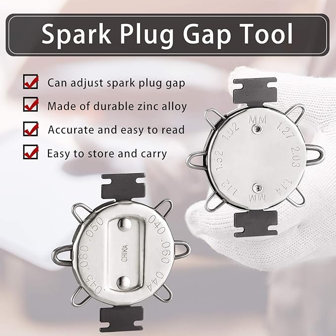 2 Pieces Spark Plug Gap Gauge Tool Spark Plug Gauge Measuring Tool Metric Standard Inches Gapper for Motorcycles