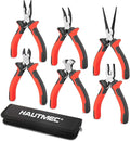 HAUTMEC 6PCS Mini Pliers Set High Leverage Multi Small Pliers Tool Set with Needle Nose, Linesman, Long Nose, Bent Nose, Diagonal Cutters, End Cutting Plier for Jewelry, Electronic and Crafts HT0275