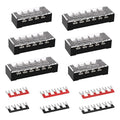 APIELE 25A Screw Terminal Block 4/5/6 Position Dual Row Covered 600V Pre-Insulated Terminal Barrier Strips (6PCS 25A 4P/5P/6P+6PCS Wiring Strips)
