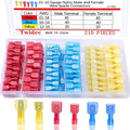 Twidec/210PCS Nylon Spade Connectors Kit 22-10 Gauge Male and Female Wire Spade Terminal Quick Disconnect Fully Insulated Wire Crimp Connector for Automotive Marine
