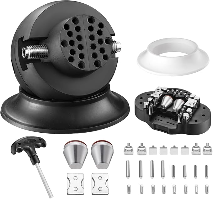 DZQ Ball Vise 3" Engraving Setting Tool 360°Rotation Professional Ball Vise 36PCS Attachment Jewelry Engraving Block Tools(Black)
