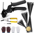 Stainless Zip Ties Heavy Duty Outdoor Metal Zip Ties Gun Set Fastening Cable Gun Tool with 300 PCS Ties for Chain Link Fence, Exhaust Pipe, Farms, Poultry Fence