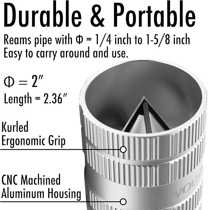 Deburring Tool for Copper Pipe, PVC Tubing, 1/4” to 1-5/8" All-metal Inner Outer Pipe Reamer, Copper Pipe Cleaner, Tube Chamfering Plumber Tool