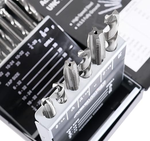 Accusize Industrial Tools U.N.C. 18 Pc H.S.S. Tap and Drill Set, 0001-0040