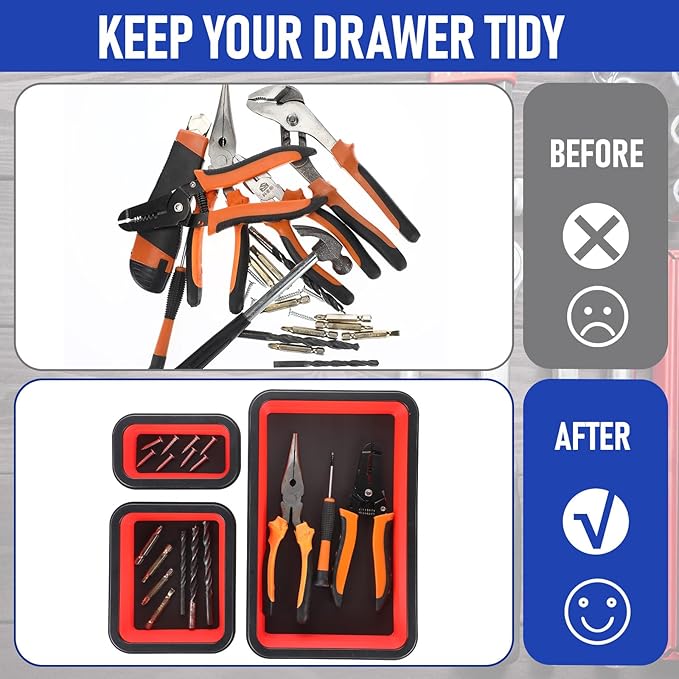 12 Pcs Collapsible Magnetic Parts Tray Set Foldable Tool Tray Storage Organizer Magnetic Tray 3 Different Size Collapsible Bowl for Screw, Bolts, Nuts, Washers, Pins, Tool Gifts for Men