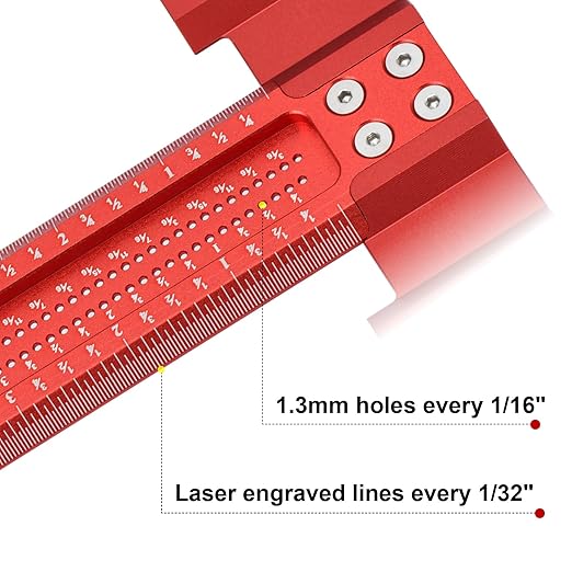 Woodworking Scriber T-Square Ruler 24in with Thoughtful Support Lips, Architect Ruler for Carpenter Work, Layout and Measuring Tools