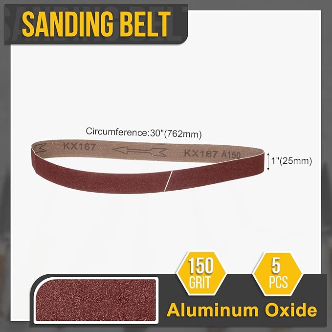 1 x 30 Inch Sanding Belt, 5 Pcs 150 Grit Knife Sharpener Belts Work Sharpening for Belt Sander Knife Carving Tool Metal Working