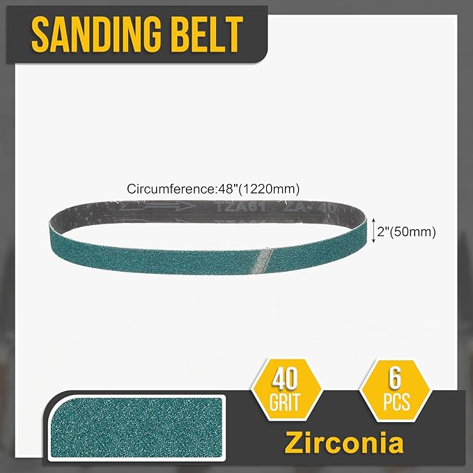 2 x 48 Inch Sanding Belt, 6 Pcs 40 Grit Zirconia Knife Sharpener Belts Work Sharpening for Belt Sander Knife Carving Tool Metal Working