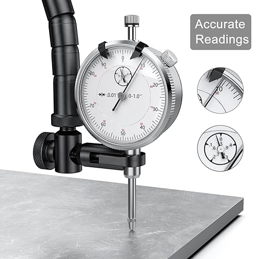 HDLNKAK Indicator Magnetic Base and Flex Arm Combo, 360 Deg Flexible Stem Holder for Digital Dial Indicator Gauge, Premium Disc and Rotor/Ball Joint Gage for Precision Measurements