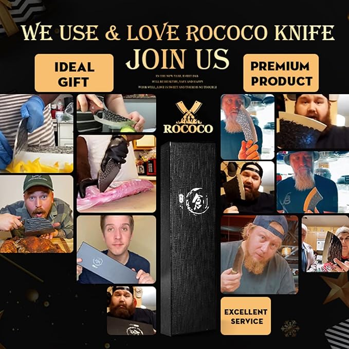 ROCOCO 2lb Dragon Butcher Knife Heavey Duty Cleaver Knife for Meat Bone Cutting 9.5" Cool Big Viking Camping Chopper Cutter with Sheath Birthday Father Mother Christmas Gift Idea Men
