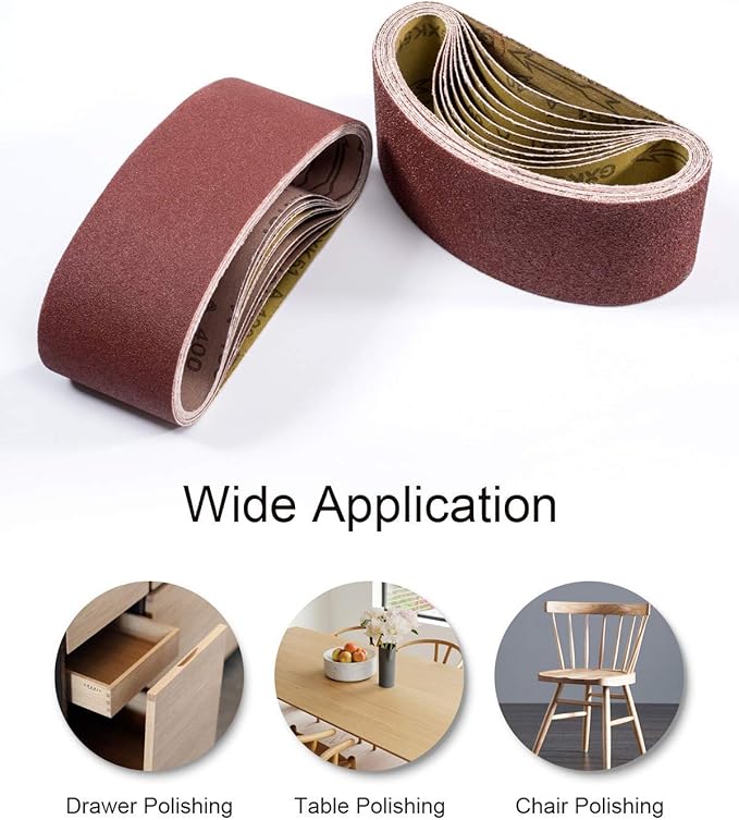 3 x 24 Inch Sanding Belts, 40 Grit Aluminum Oxide Belt Sander Sanding Belt, 3x24 Belt Sander Paper for Woodworking, 12 Pack (3x24In, 40 Grit)